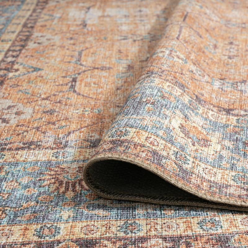 Park Avenue Traditional Border Indoor Machine Washable Area Rug