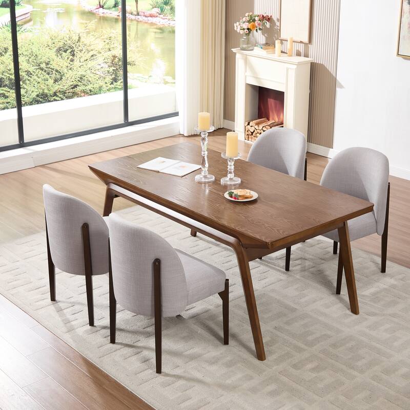 Wooden Dining Chairs Set of 2, Modern Fabric Upholstered Dining Room Chair Kitchen Chairs, Farmhouse Dinner Chair