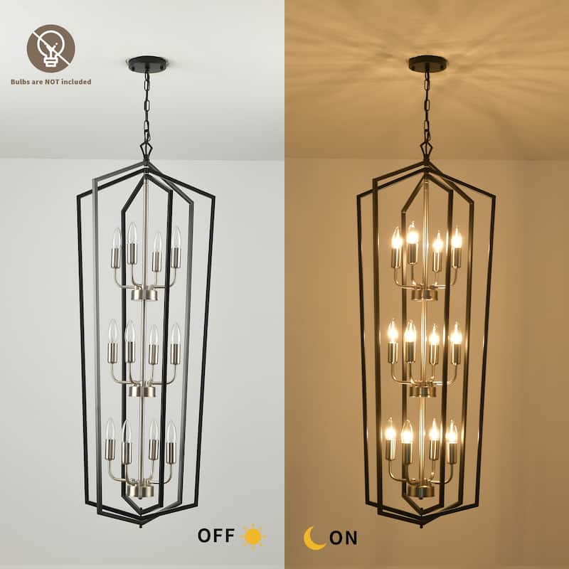 12-Lights Geometric Chandeliers black Kitchen Pendant Lamp