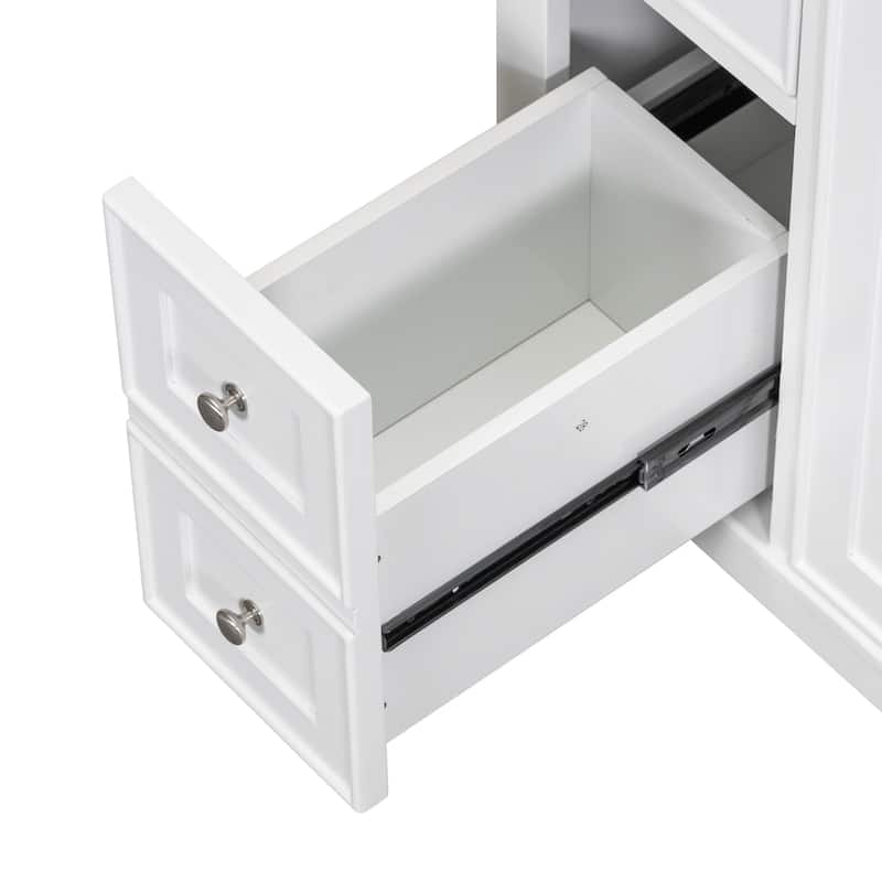 36 Inch Freestanding Bathroom Vanity Set with Drawers and Ceramic Sink
