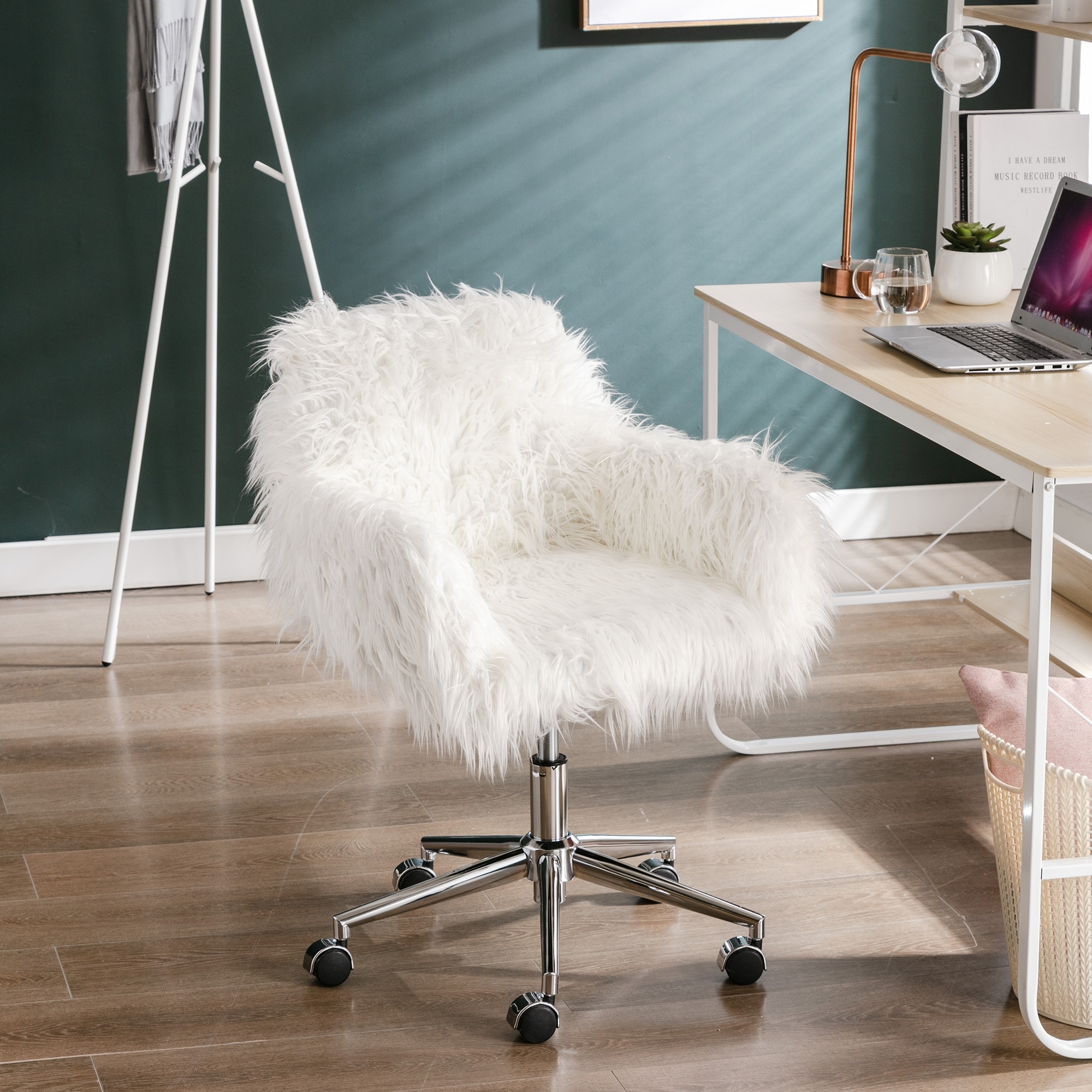 Faux Fur Home Office Chair Makeup Vanity Chair Bed Bath