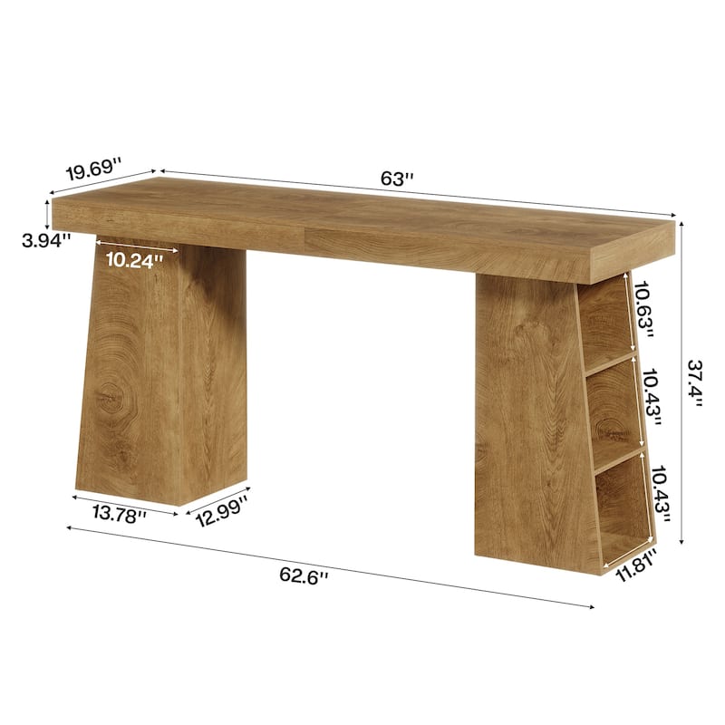 63-Inch Long Bar Table with Storage
