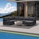 preview thumbnail 58 of 75, PURPLE LEAF Caesar Outdoor Couch with 9.6" Thick Cushion and Table for Yard Porch Deck, Grey Outdoor Patio Conversation Sets 6 Seats+1 Ottoman - U-shaped