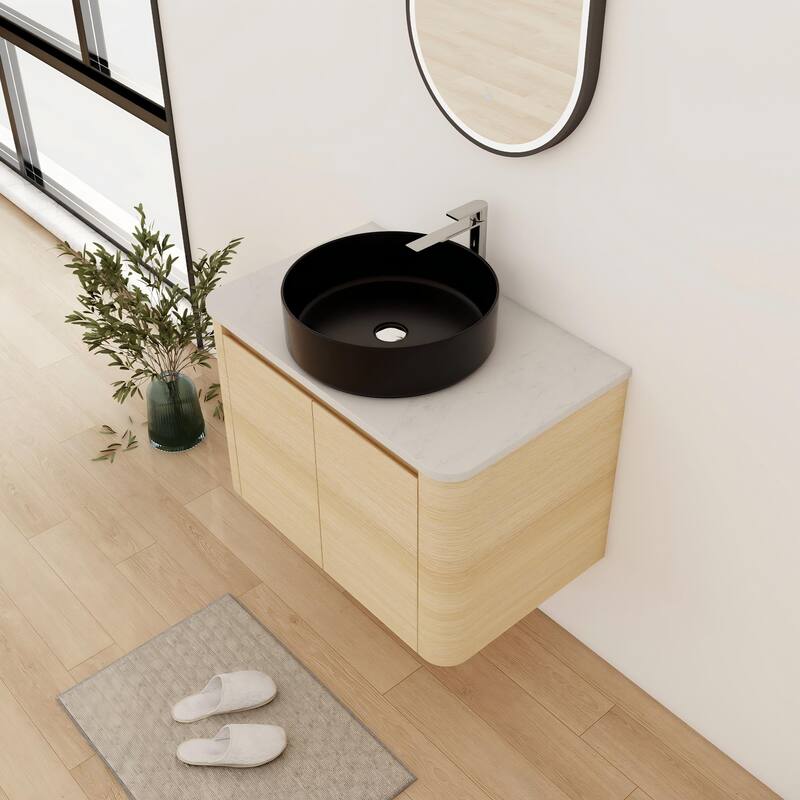 Bathroom Vanity With Sink In 24/30 Inch, Floating Bathroom Vanity With Soft Close Door