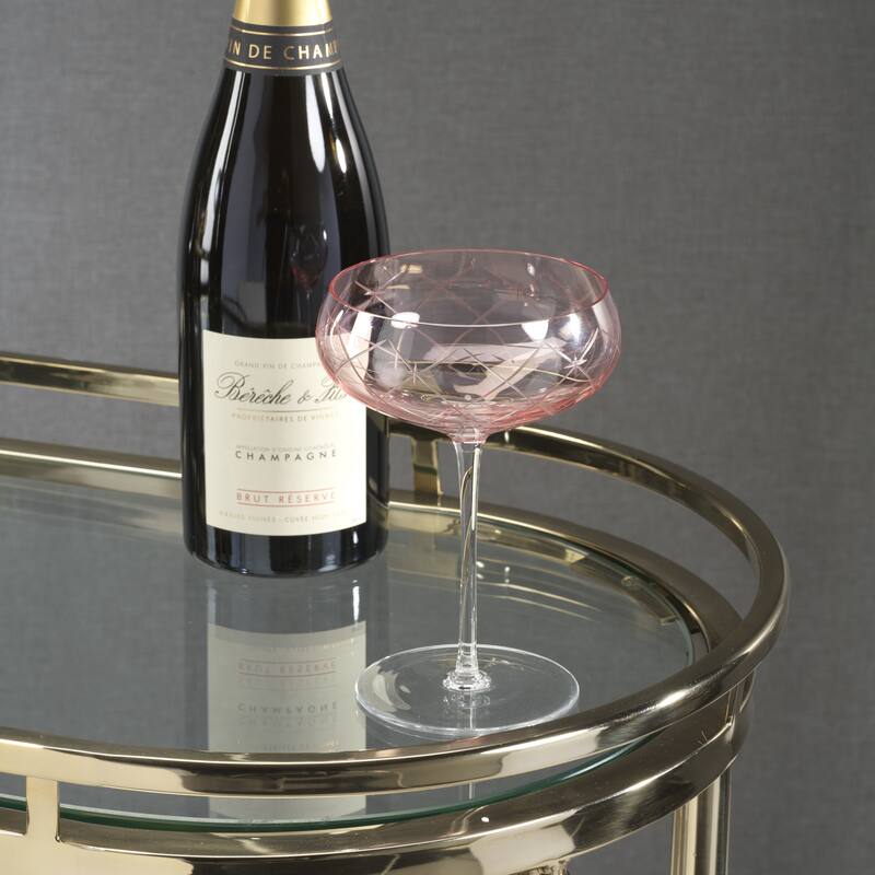 Audrey 4-Piece Set Hand Etched Coupe Glasses