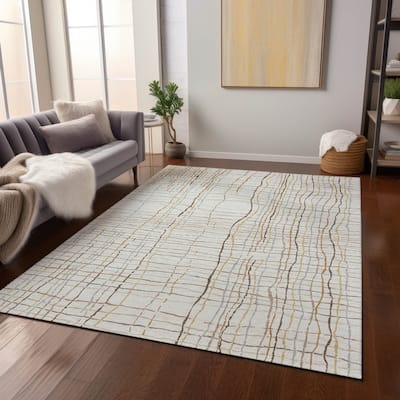 Machine Washable Indoor/ Outdoor Modern Century Chantille Rug