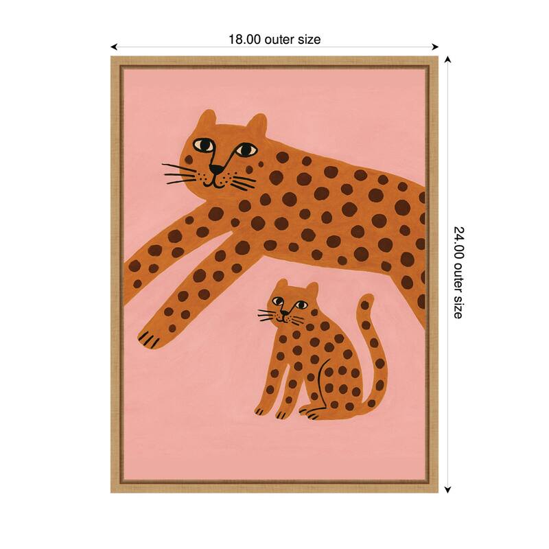 Kate and Laurel Leopards Pink by Laura Moss Framed Canvas Wall Art Print