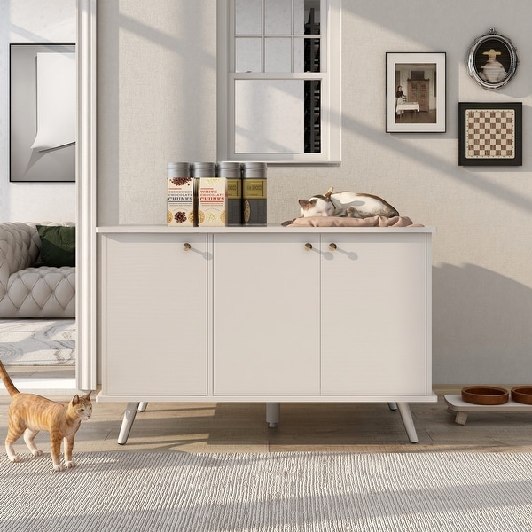 Large Wooden Litter Box Enclosure Cat Litter Box Furniture with