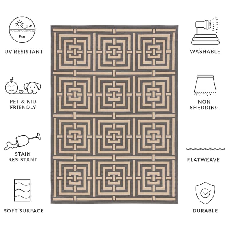 SAFAVIEH Courtyard Ginger Indoor/ Outdoor Waterproof Patio Backyard Rug