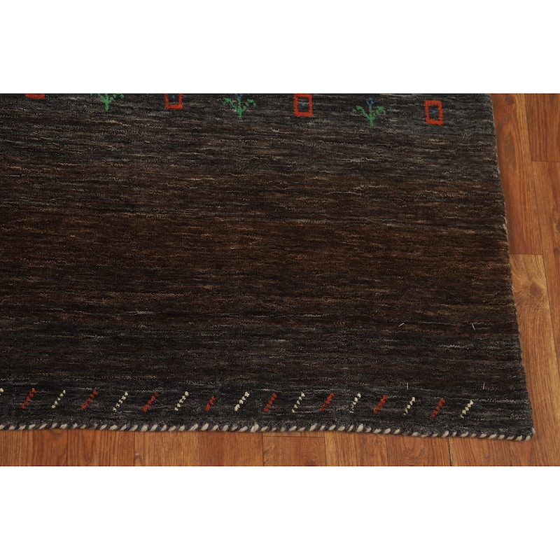 Hand Knotted Oriental 100% Wool Carpet Tribal Stripe Multi-Colored Gabbeh Area Rug - 7' 10'' X 5' 8''