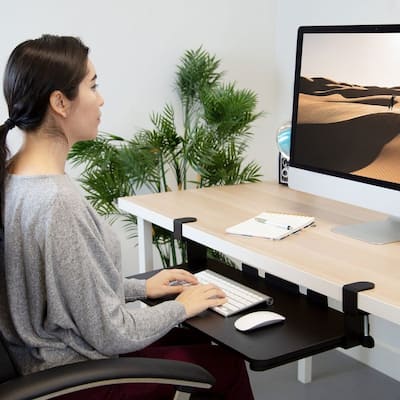 Mount-It! Clamp Keyboard Tray [26.4" x 11.8"] Ergonomic Sliding Under Desk Keyboard and Mouse Platform - Black