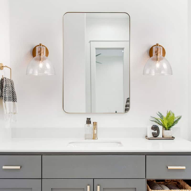 Alda 1 Light Brushed Brass Clear Glass Bowl Shade Wall Sconce