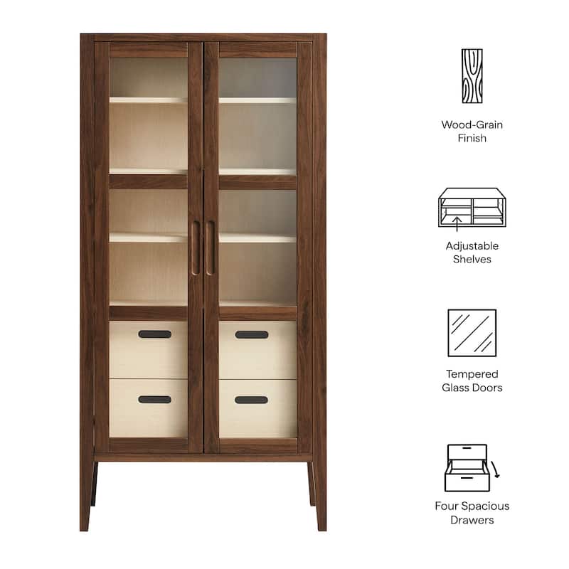 Nell 71" Glass Door Tall Display Storage Cabinet - 7'9" x 9'9"