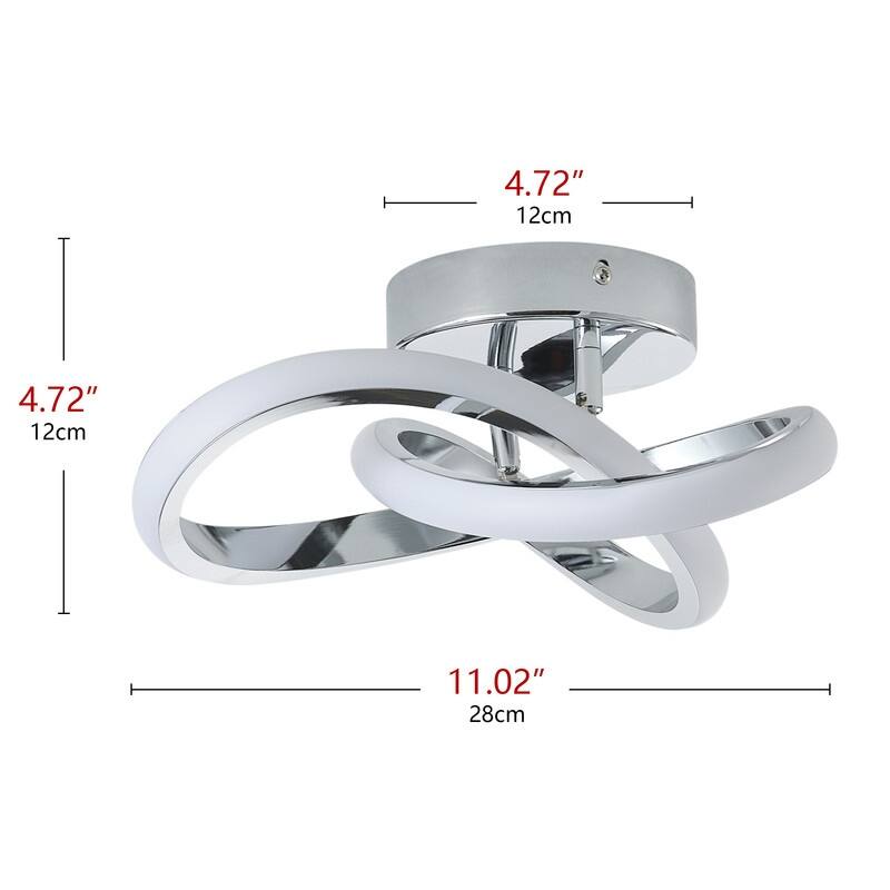Modern Chrome LED Semi Flush Mount Ceiling Light with Milky White Silicone Shade