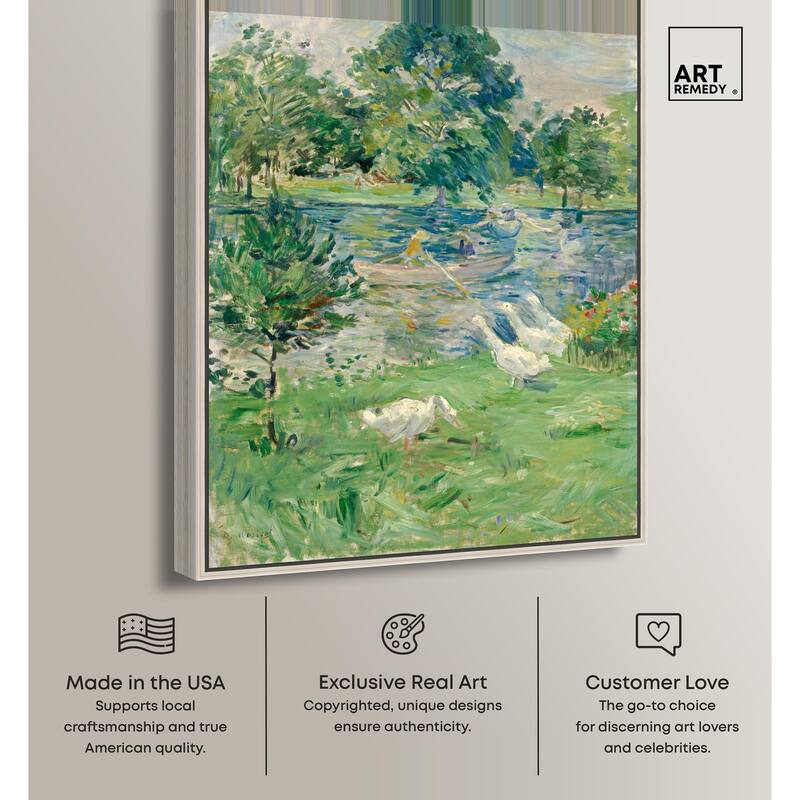 Morisot Girl in Boat with Geese Canvas by Art Remedy