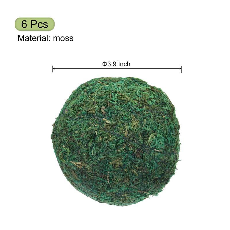 6Pcs Moss Balls Green Decorative Moss Ball for Vase Fillers Home Decor - 3.9 Inch