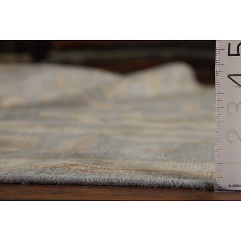 Hand Knotted Oriental 100% Wool Carpet Transitional All-Over Greys & Charcoal Oushak Area Rug - 11' 11'' X 9' 4''