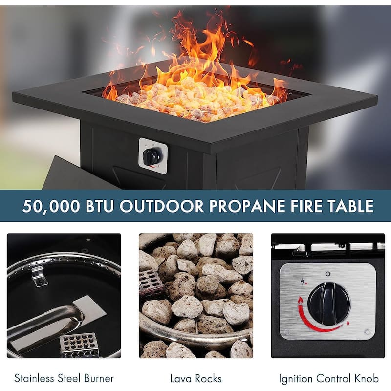 Fire Pit Table, Propane Firepit Outdoor Gas Fire Pits Clearance, 50,000