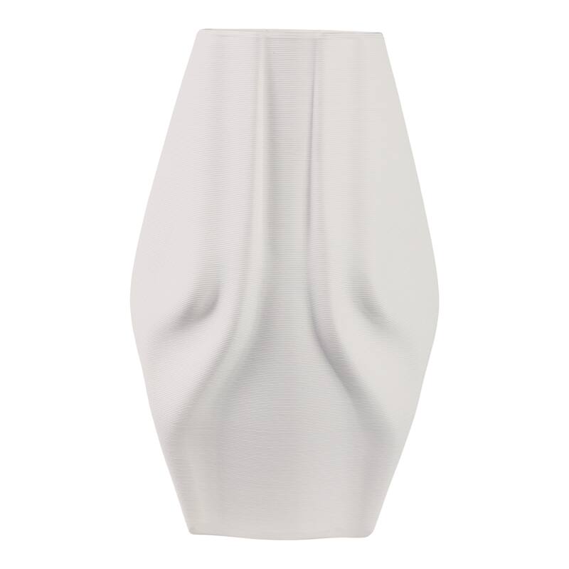 Modern Porcelain Vase with Sculpted Geometric Design Decorative Accent