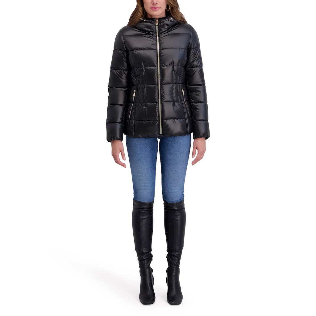 Kensie Quilted Hood Short Puffer Jacket