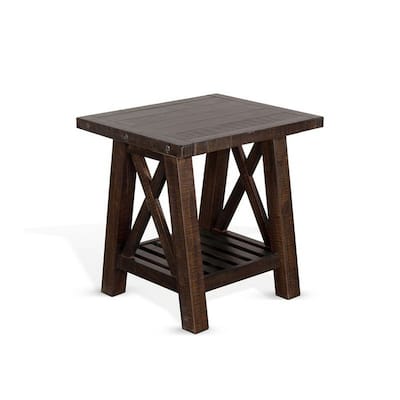 20 in. Brown Rectangle Wood End Table, Sturdy Build End Side Table for Living Rooms
