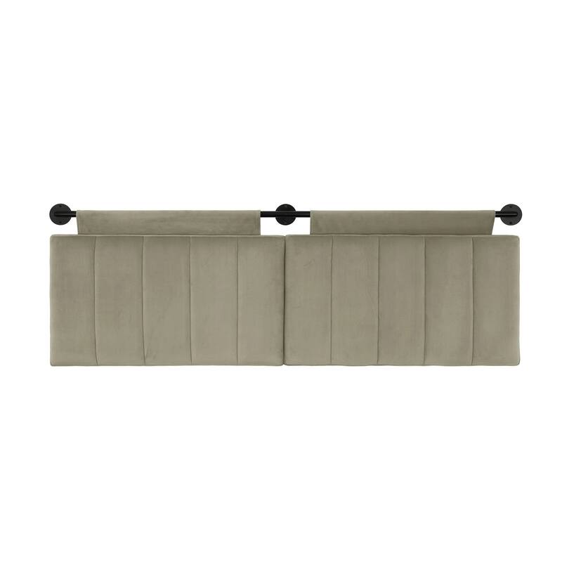 Nathan James Remi Wall Mount Tufted Headboard with Adjustable Straps and Black Metal Rail