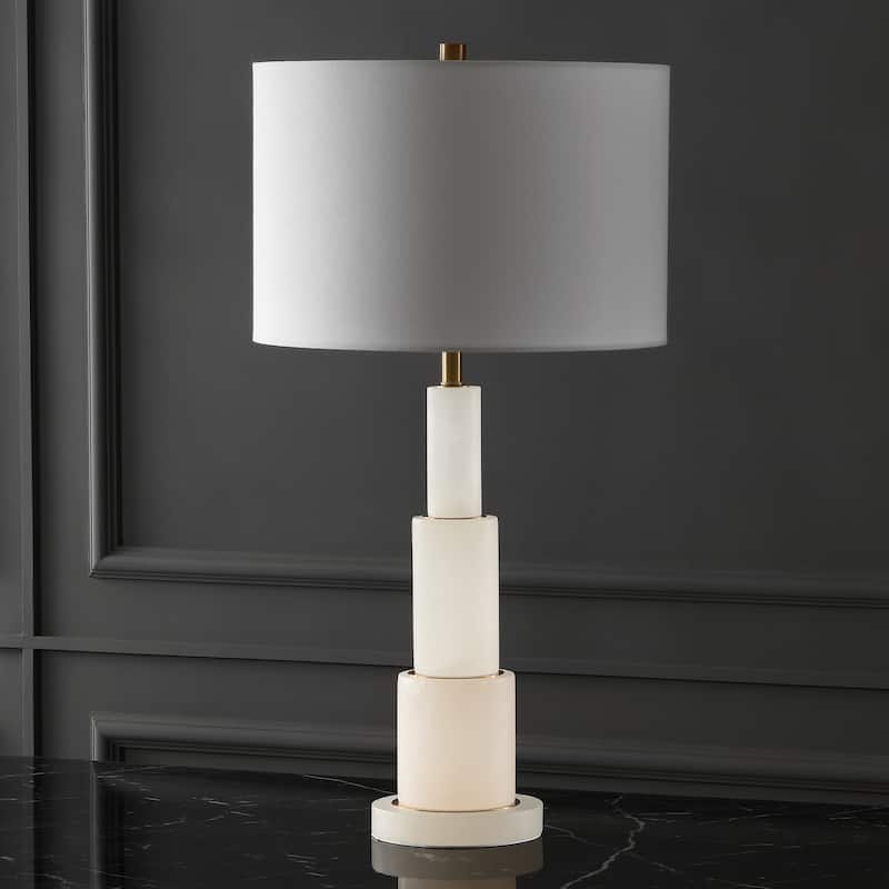 SAFAVIEH Couture Lighting Nagihan 28-inch Alabaster Tiered Table Lamp - 15 In W x 15 In D x 28 In H - 15Wx15Dx28H - White/Gold