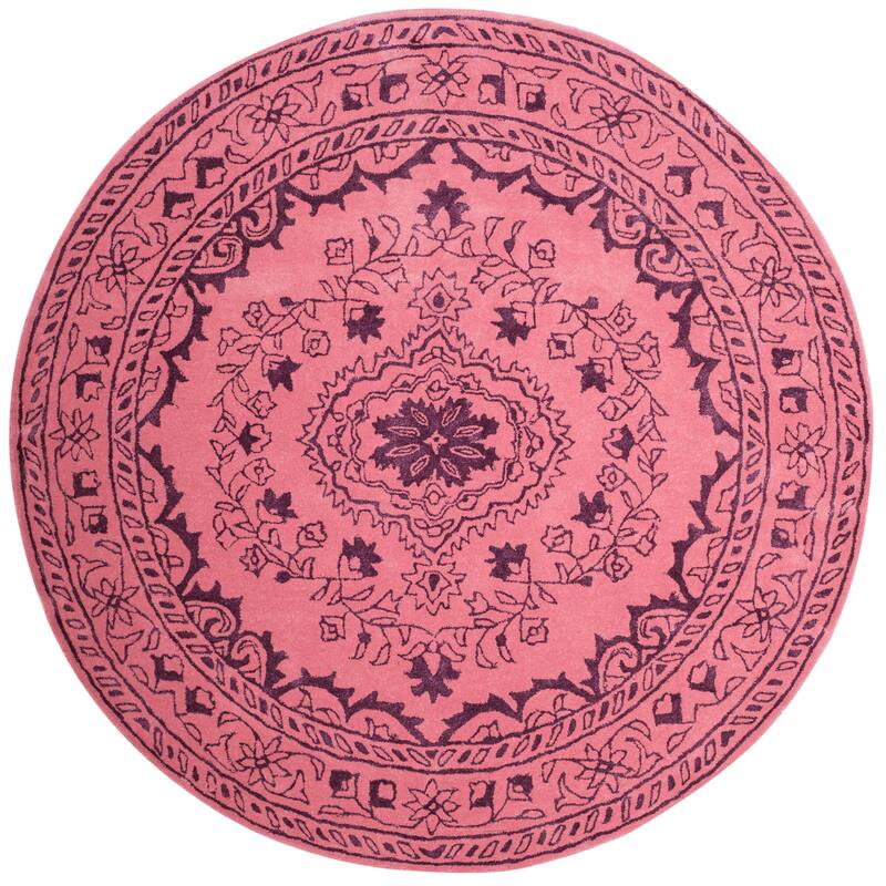 SAFAVIEH Handmade Glamour Gudmundina Modern Viscose Rug - 6' Round - Pink