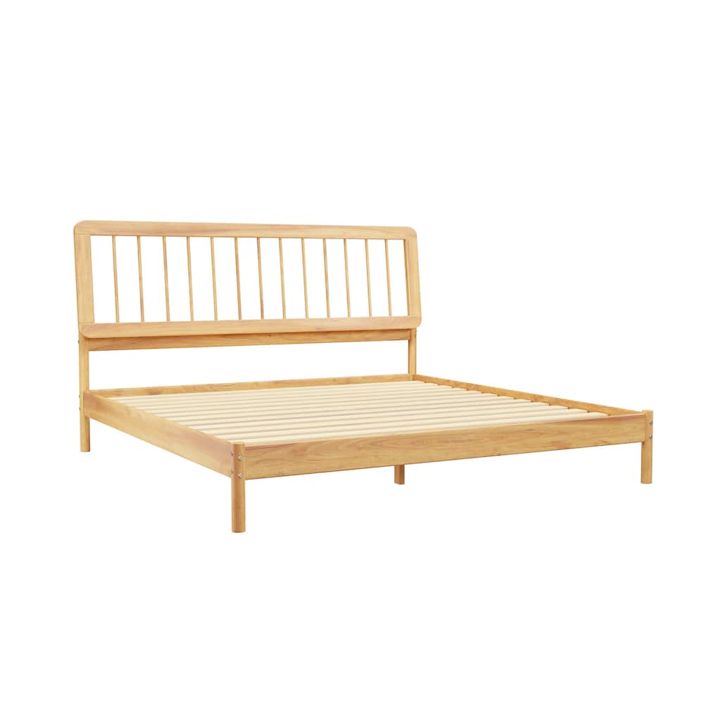 Mid-Century Modern King Spindle Bed in Natural Pine