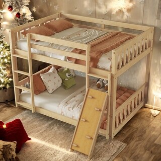 Playhouse Twin over Twin Floor Bunk Bed with Climbing Ramp