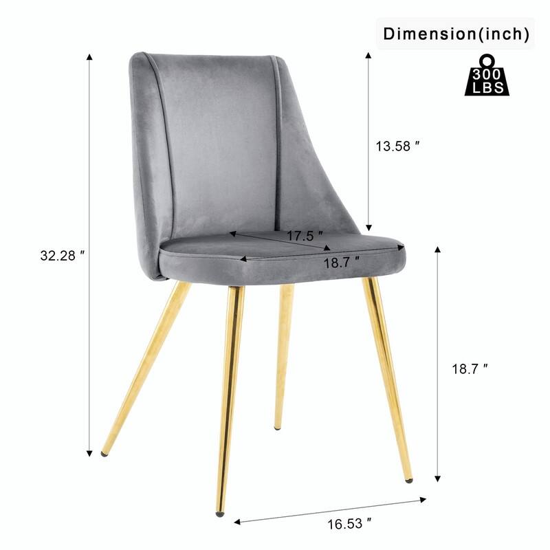 Modern Light Luxury Dining Chairs with Metal Legs-Set of 4