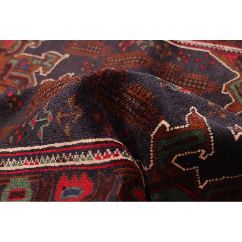 ECARPETGALLERY Hand-knotted Teimani Dark Navy Wool Rug - 3'7 x 6'4