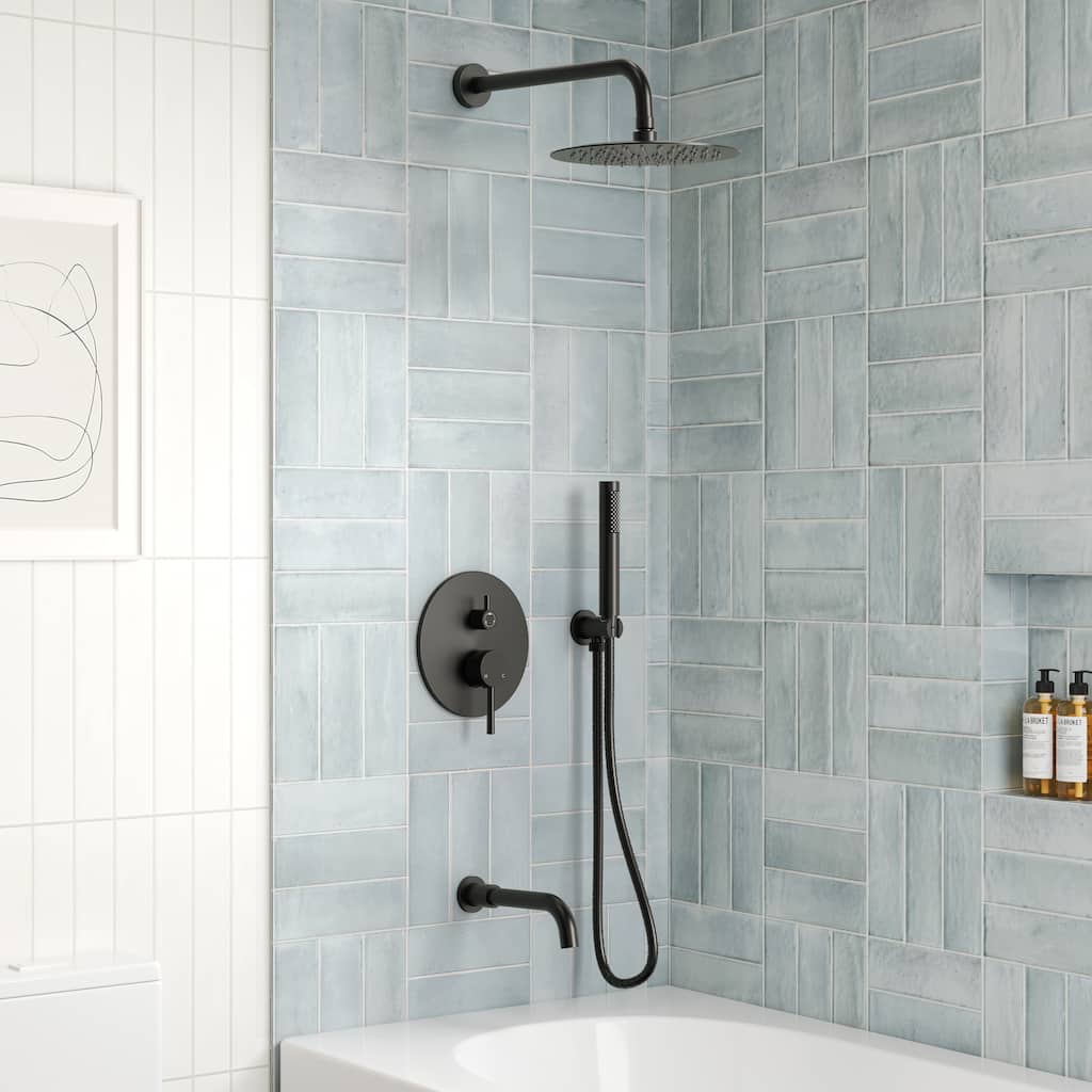 Pressure Balance 3-Functions Shower Head System, 10" Shower Faucet Set with Tub Faucet Spout