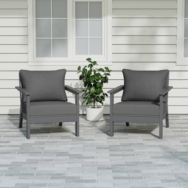 Birchwood All Weather HDPE Outdoor Patio Gray Deep Seating Conversation Set With Cushions (2-Piece)