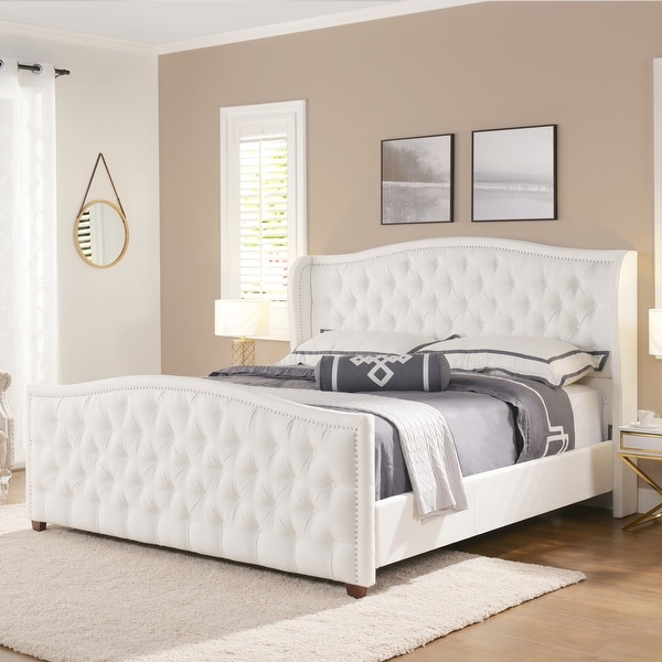 Gracewood Hollow Stanford Contemporary Tufted Wingback Bed