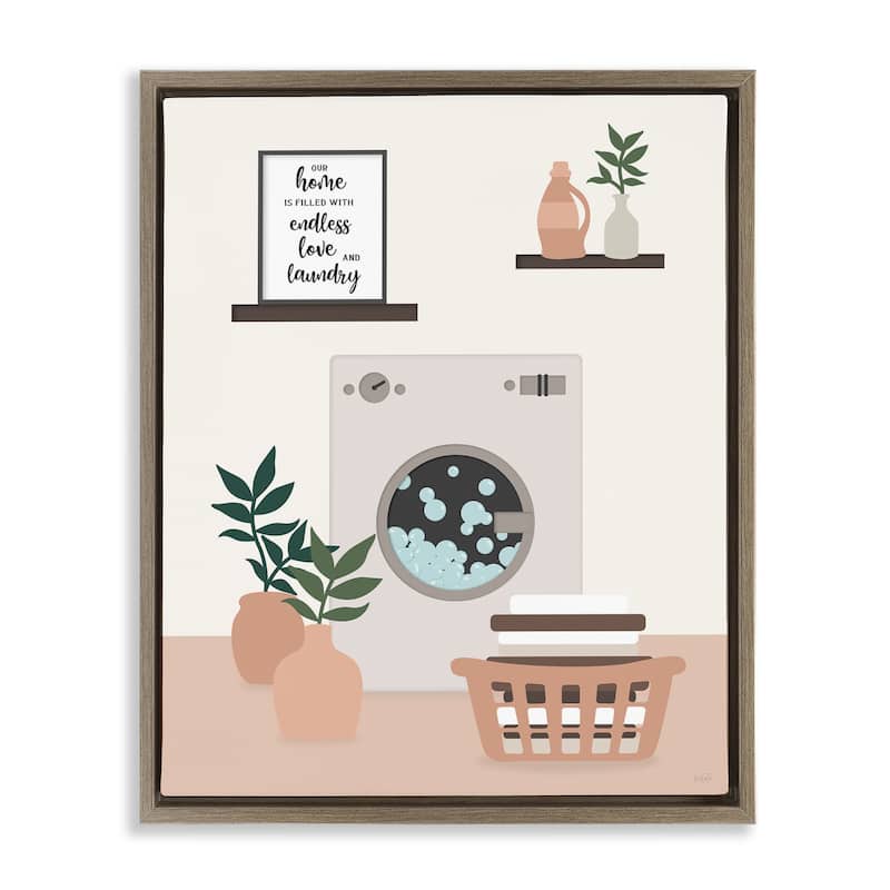 Stupell Modern Family Laundry Phrase Framed Floater Canvas Wall Art Design By Natalie Carpentieri - 25 x 31 - Brown
