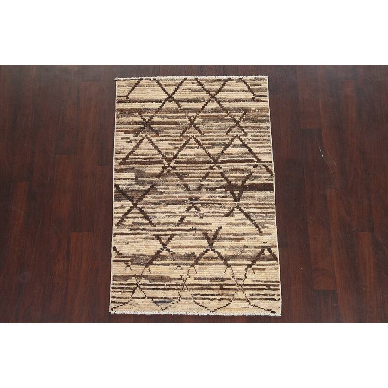 Contemporary Gabbeh Kashkoli Area Rug Handmade Oriental Wool Carpet - 3'2" x 4'10"