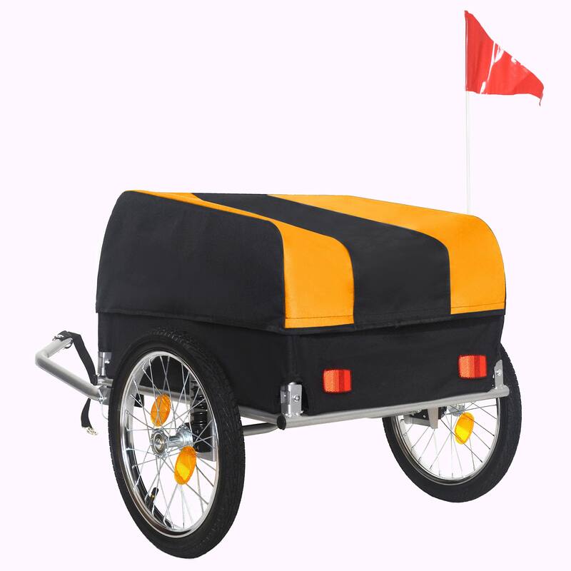 Heavy-Duty Bike Cargo Trailer with Removable Waterproof Cover - 88 lbs Capacity, 16" All-Terrain Wheels