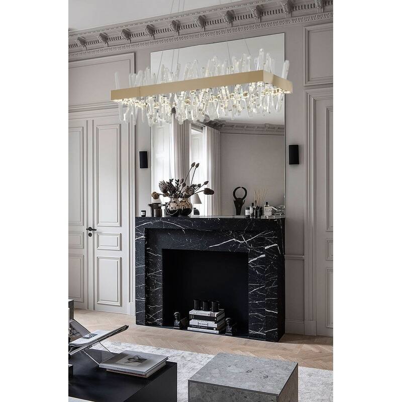 Gold Stainless Steel LED Chandelier With Clear Crystals - Overstock ...
