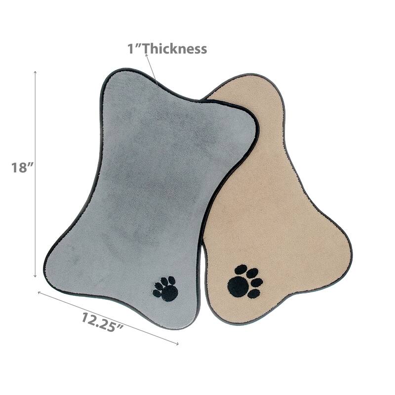 Microfibre Bone Mat Paw Embroidery - Set of 2