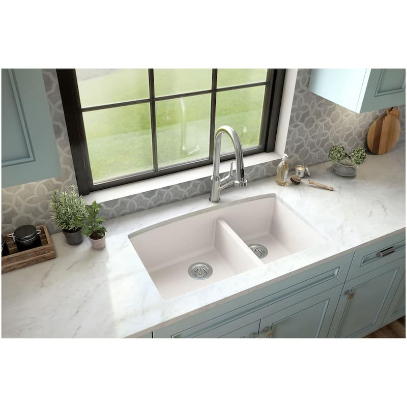 Karran USA QU-711-PK1 Quartz QU 32" Undermount Double Basin Quartz