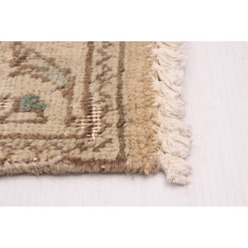 ECARPETGALLERY Hand-knotted Antalya Vintage Khaki Wool Rug - 6'4 x 9'7