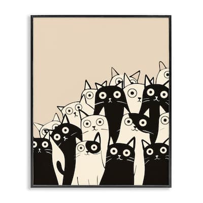 Stupell Fun Modern Black & White Cats Framed Giclee Art Design By Arlington Prints