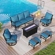 preview thumbnail 36 of 119, MAISON ARTS Outdoor Sofa Set 4/6-Piece Patio Conversation Set with 45'' Gas Fire Pit Table Set 5 - Peacock Blue