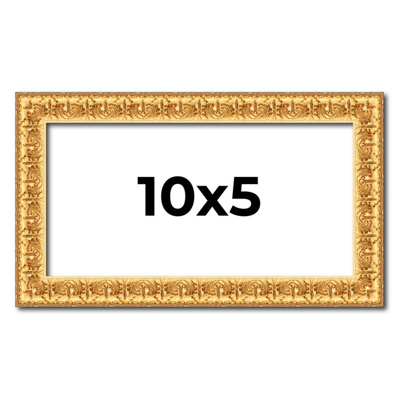 10x5 Frame Gold Real Wood Picture Frame Width 1 inches | Interior