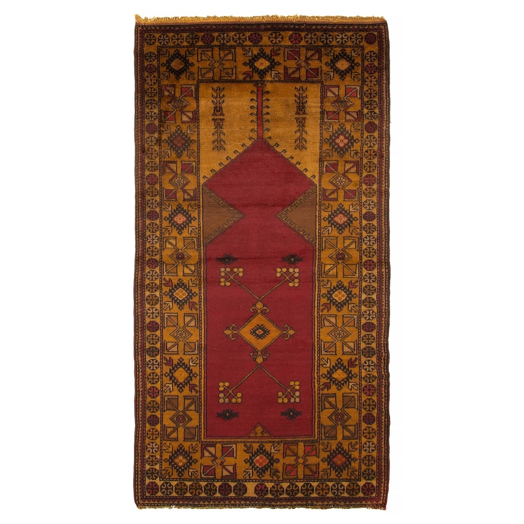 ECARPETGALLERY Hand-knotted Color Transition Red Wool Rug - 3'7 x 7'0