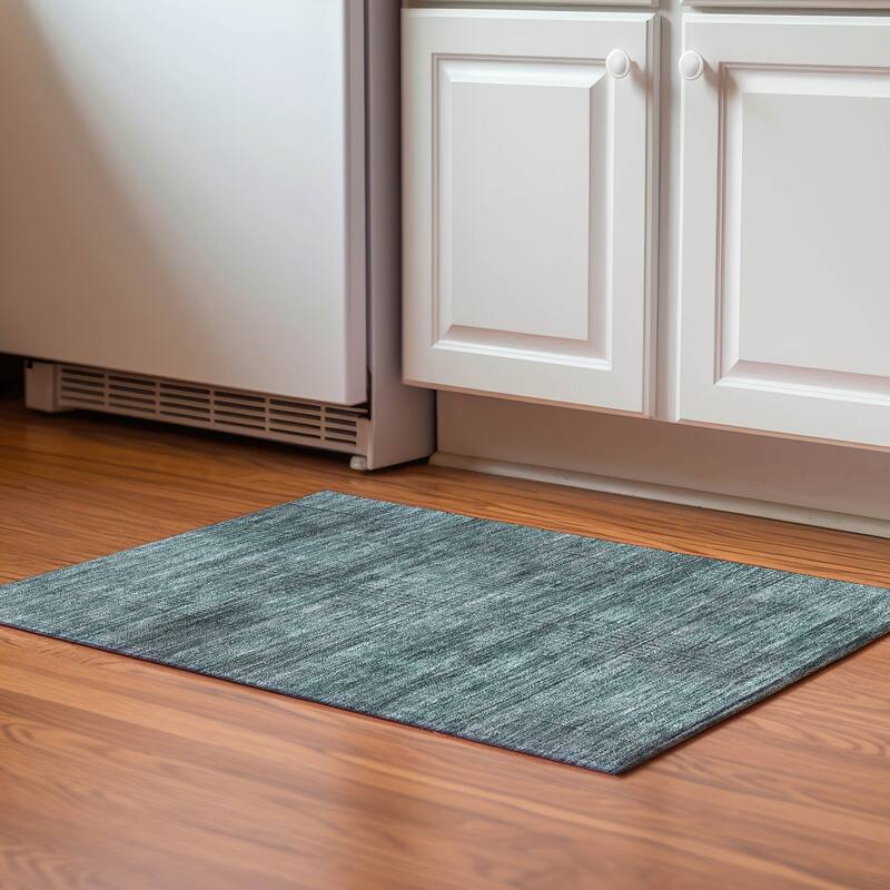 Premium Washable Super Soft Solid Hatches Mayfield Rug - Teal - 1' 8" x 2' 6" - Rectangle