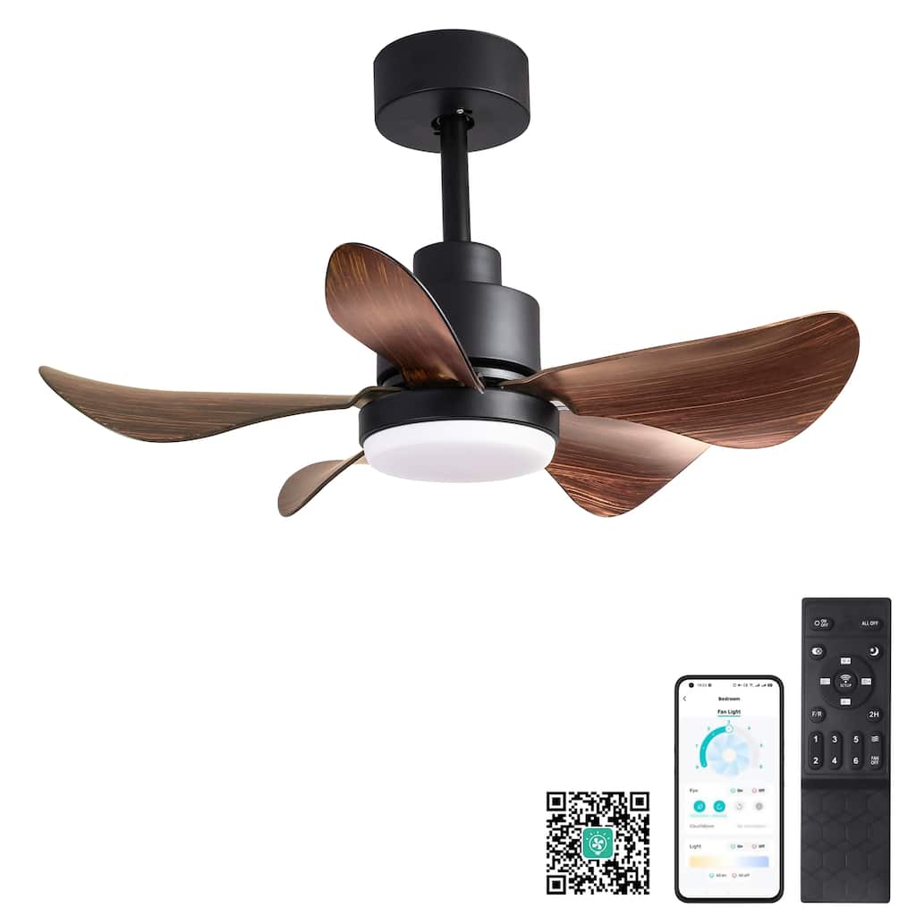 28 inch Ceiling Fan with Light Remote Small Flush Mount 5 Blades 6 Speed 3 Colors