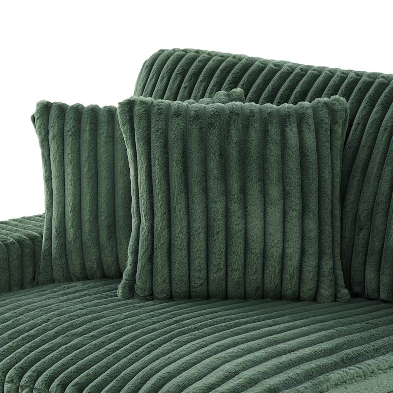 Modern Stripe Faux Fur Square Throw Pillows (Set of 2)