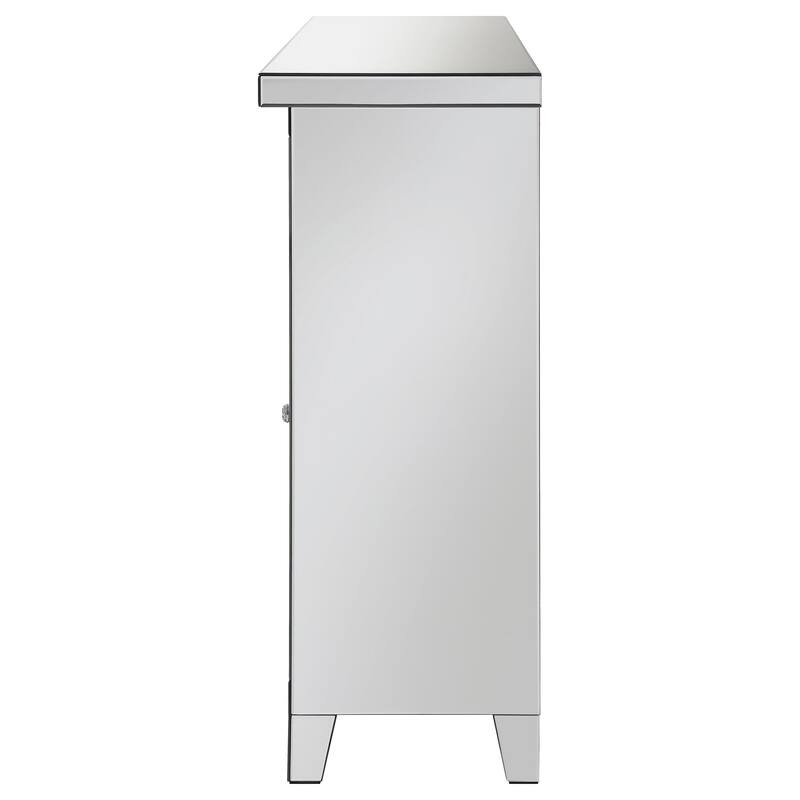 Melinda Silver 2-door LED Mirrored Wine Storage Bar Cabinet